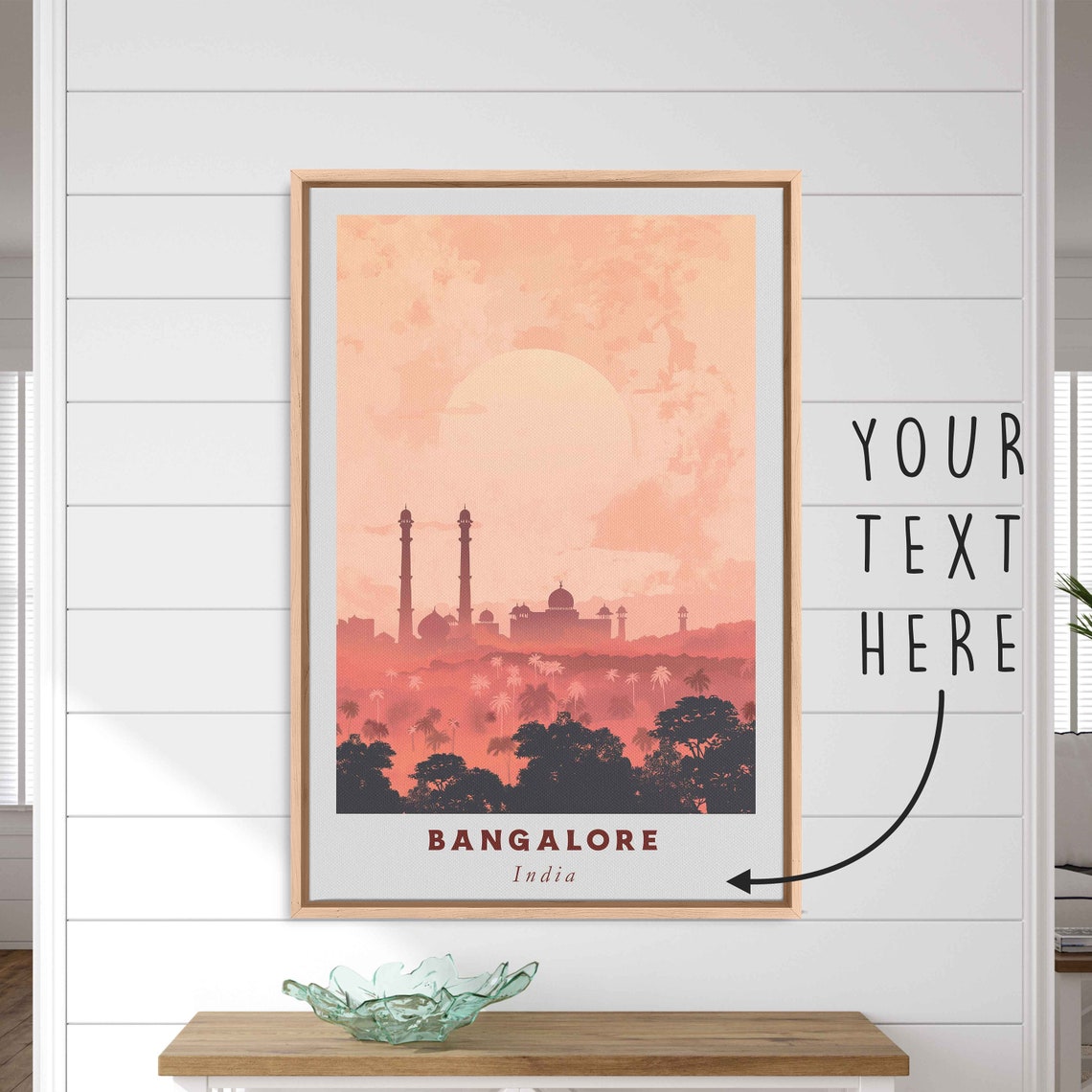 Bangalore India Old City Skyline Sunset Minimalist Travel Poster
