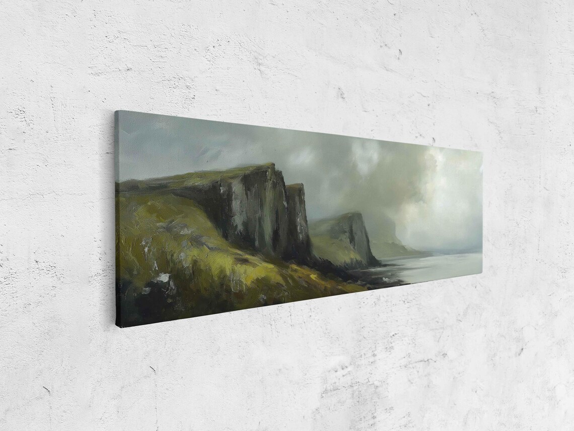Scottish Highlands Cliffs Wall Art Print Moody Overcast Sky Rainy Day Scene - Image 4