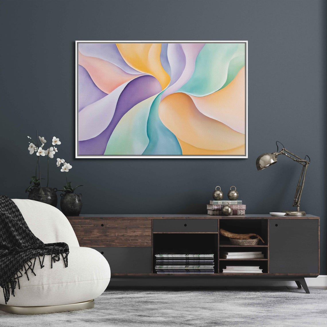 Pastel Abstract With Flowing Silk Forms In Spring Colors Poster - Image 3