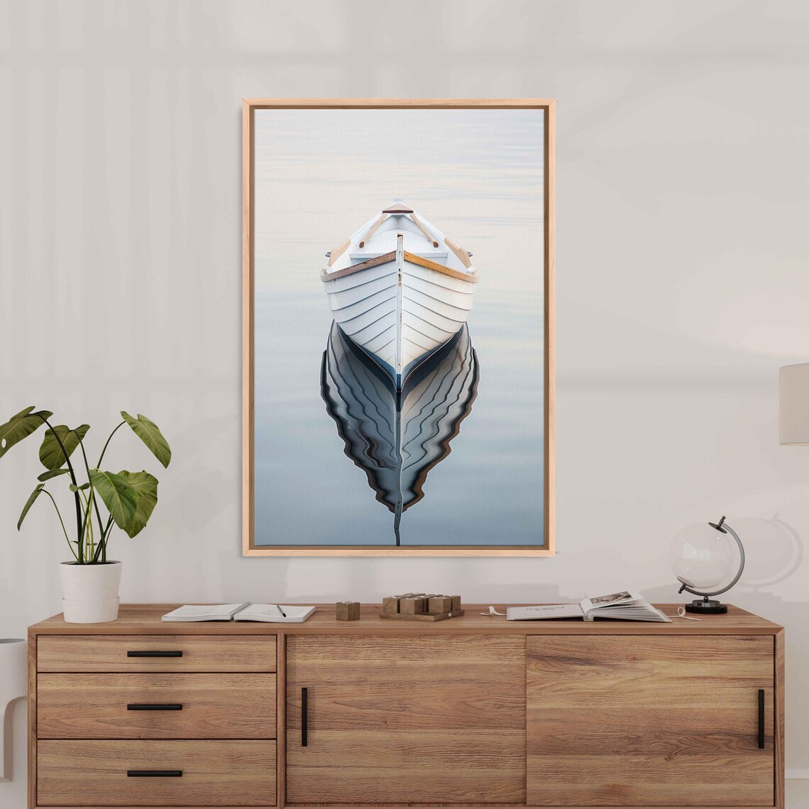 Sailboat Hull Resting In The Ocean, Minimalist Art Print