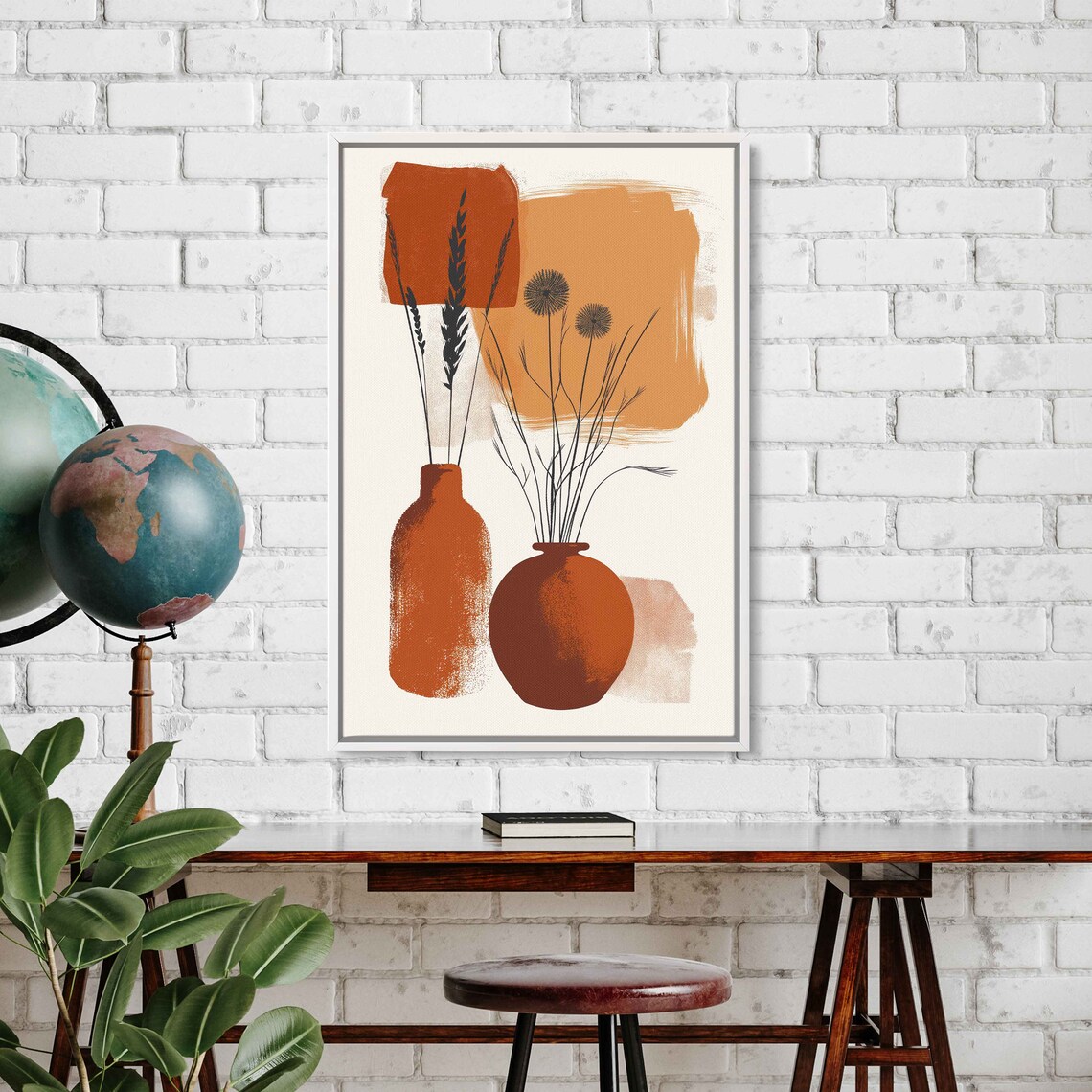Boho Flower Vases Art Print, Minimalist Floral Design - Image 3
