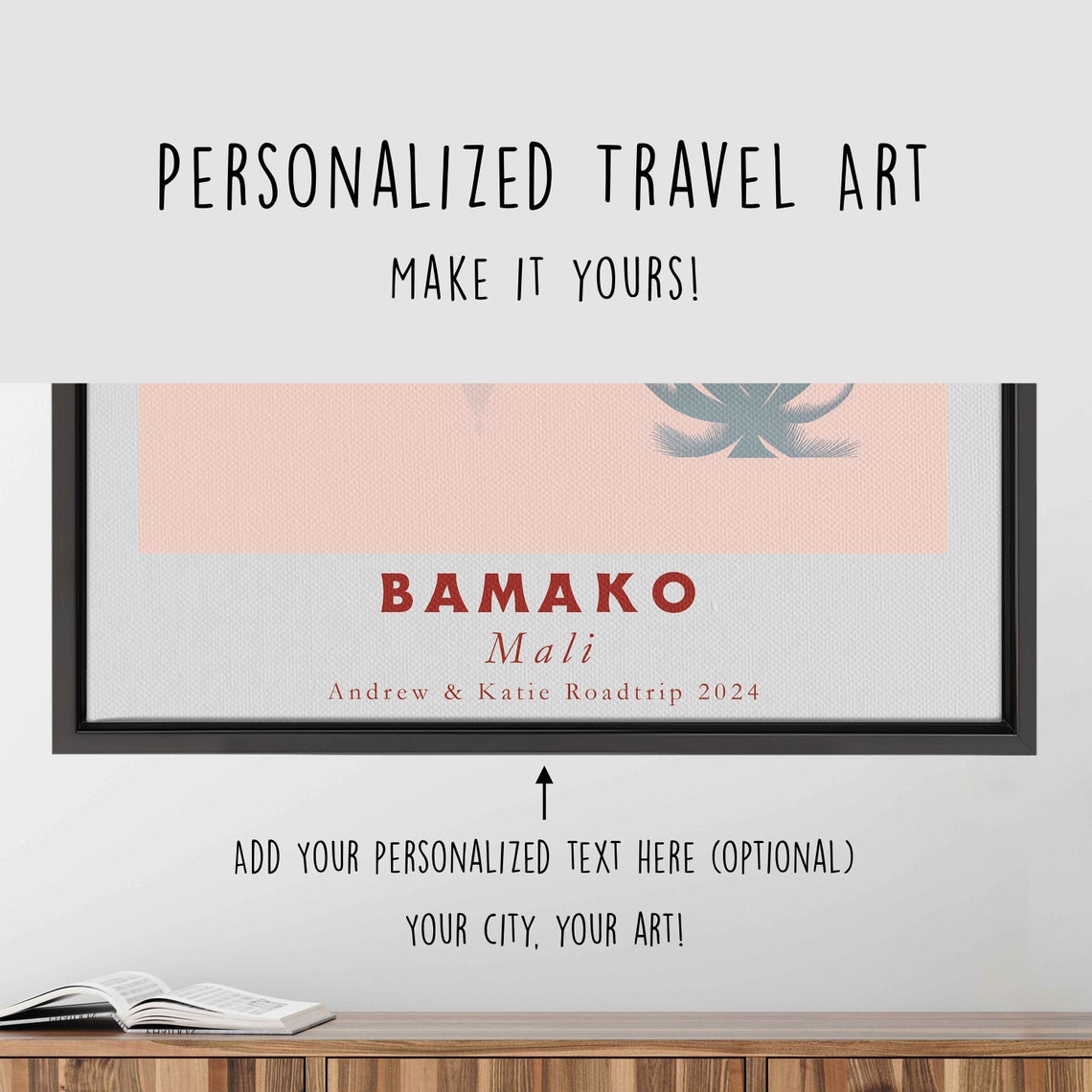 Bamako Mali Palm Trees Sunset Reflection Retro Travel Poster - Image 4