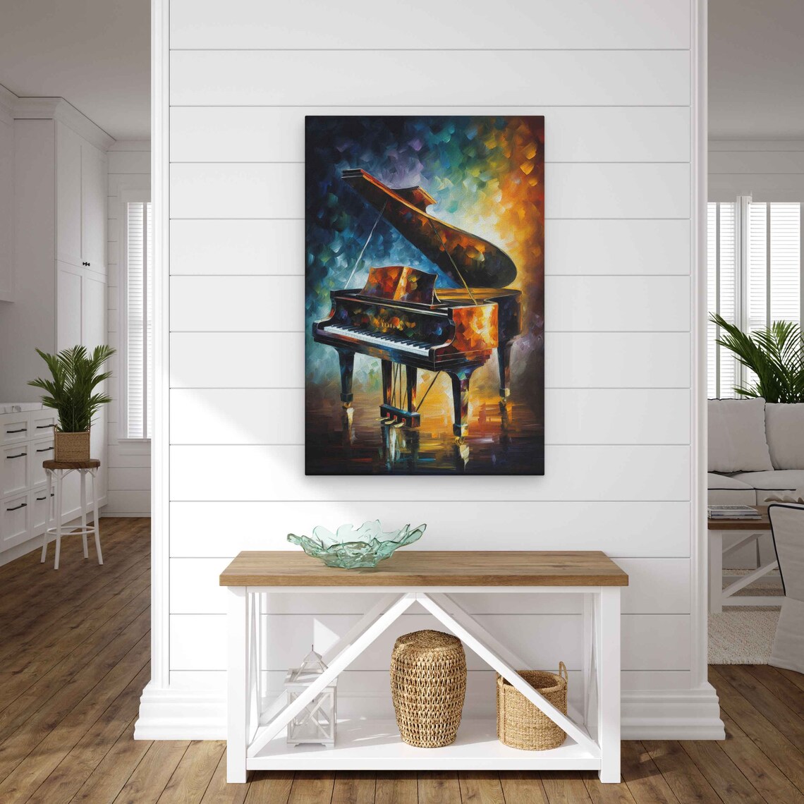 Colorful Grand Piano Palette Knife Mosaic Music Studio Art Poster - Image 3