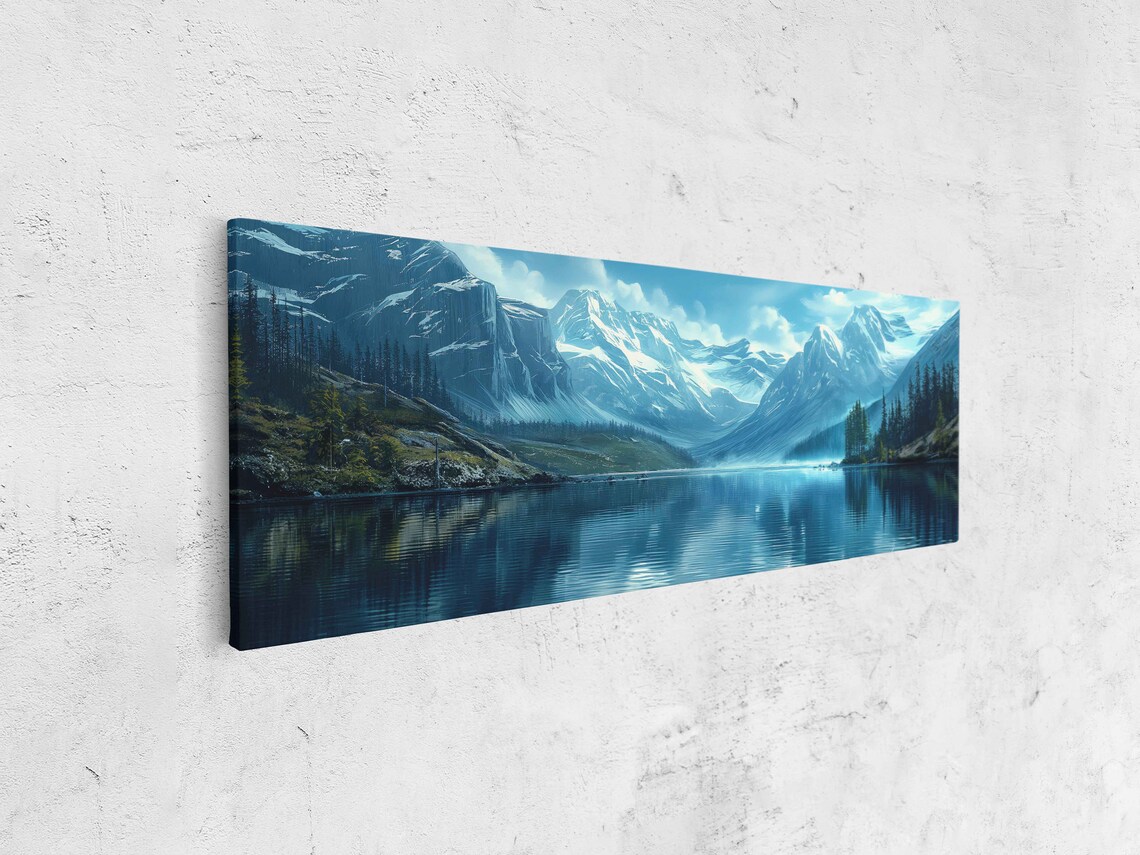 Blue Snowy Mountain Peaks Mirror Lake Serene Alpine Panorama Wall Poster - Image 4