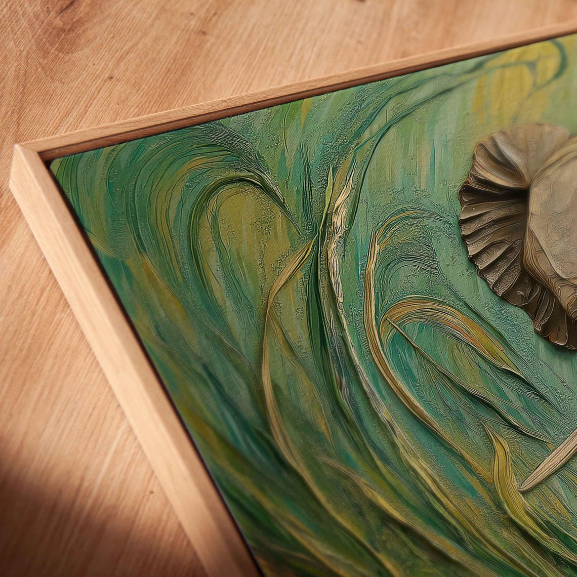 Mother Elephant Nurturing Her Calf Wall Art Print Lush Green Savanna Dynamic Brushwork - Image 2