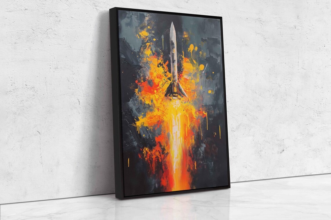 Rocket Launch Expressive Acrylic Art Print - Image 4
