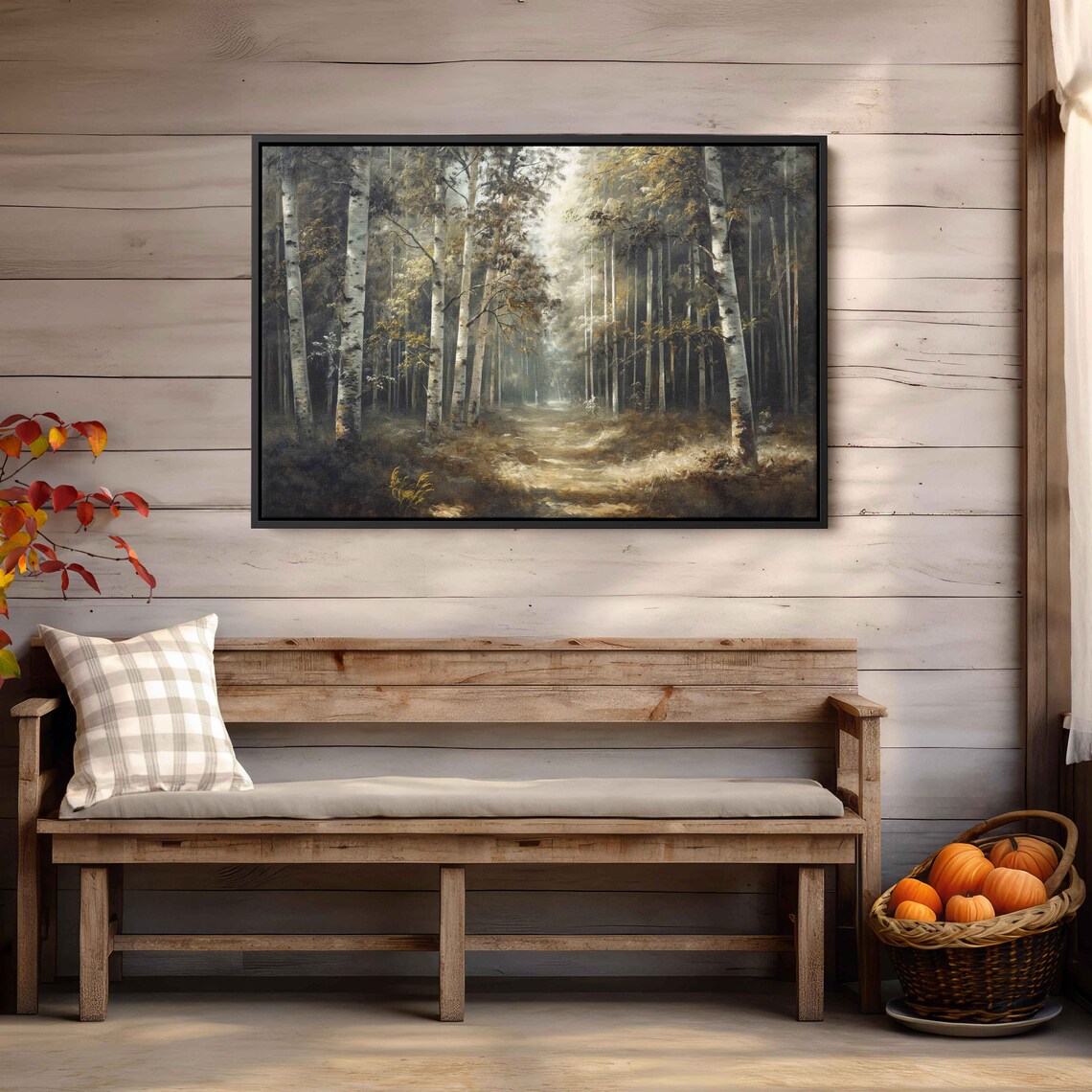 Lush Forest Birch Tree Path Wall Art Print Gift For Nature Lover Wooded Walkway Serene Outdoors Ready To Hang - Image 2