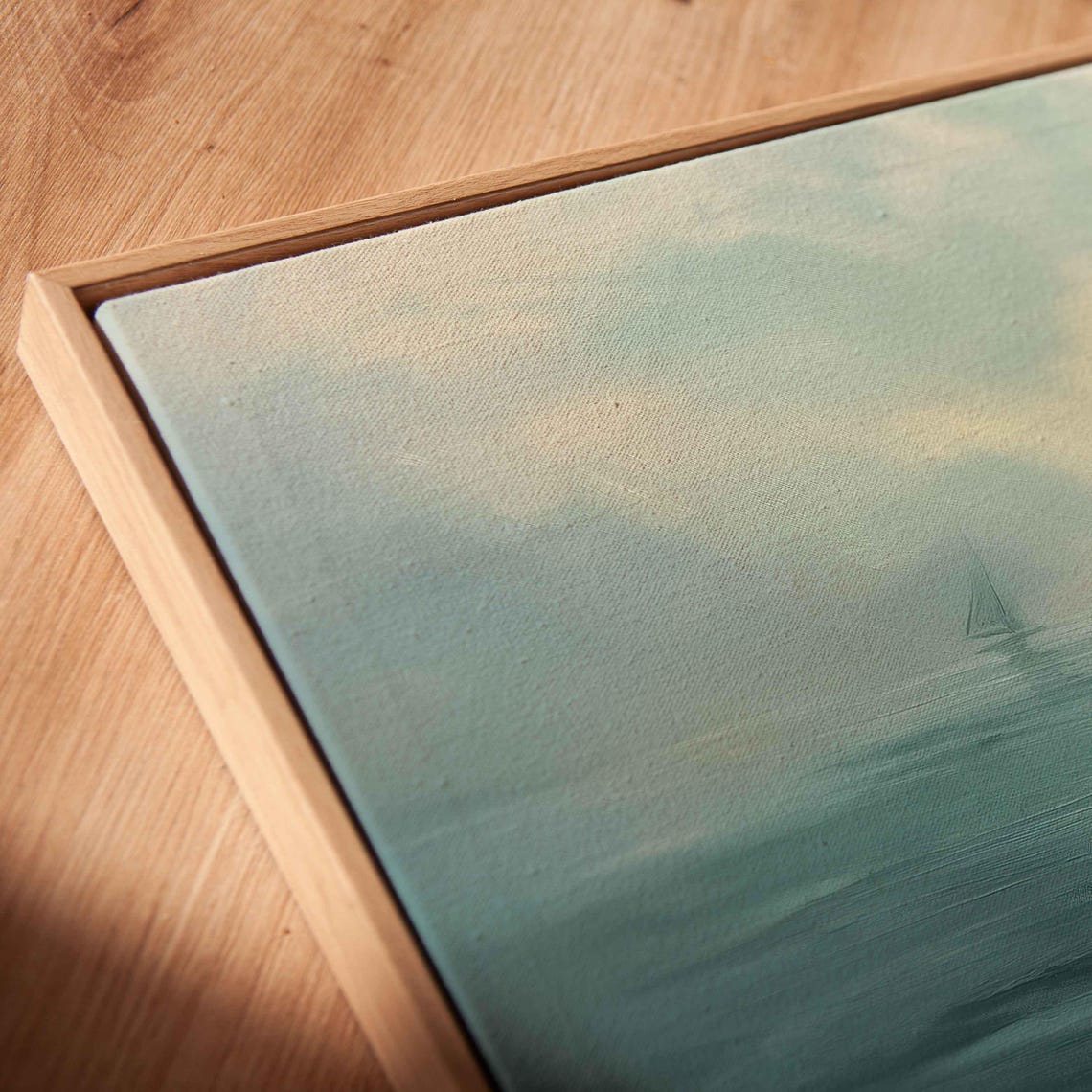 Misty Ocean Morning Sailboats Soft Pastel Sunrise Seascape Poster - Image 2