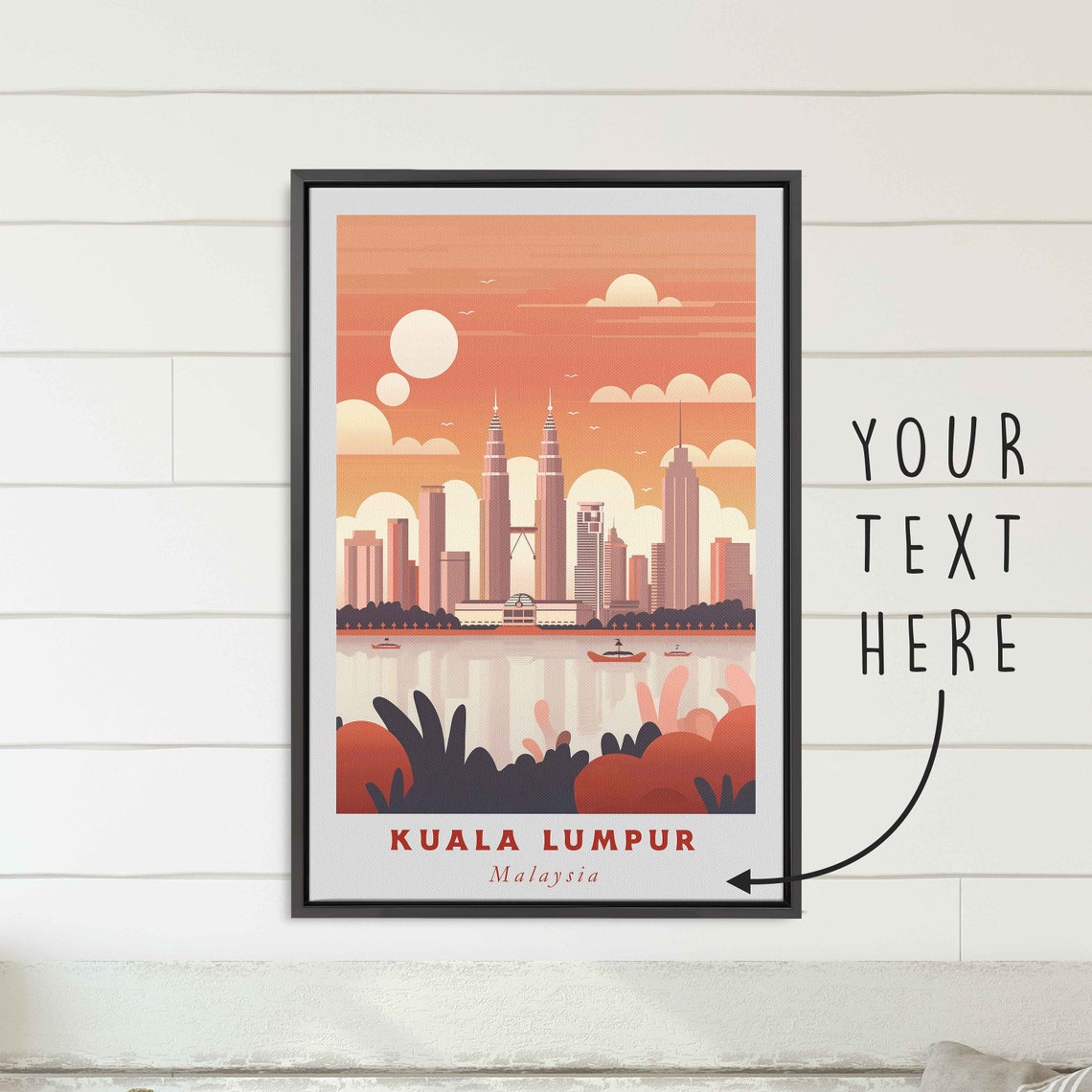 Kuala Lumpur Malaysia Petronas Towers Waterfront Sunset Travel Poster