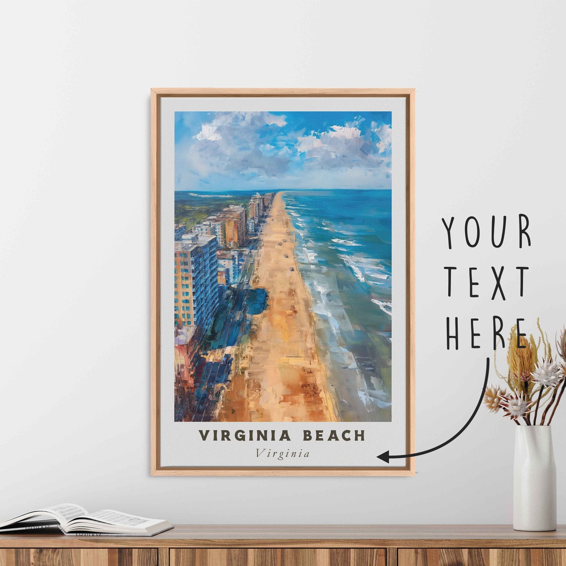 Virginia Beach Virginia Boardwalk Ocean Aerial Sunny Daytime Poster