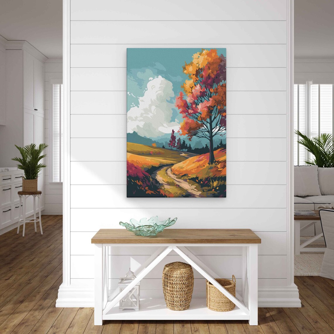 Autumn Country Road Rolling Hills Pop Art Landscape Travel Poster - Image 2