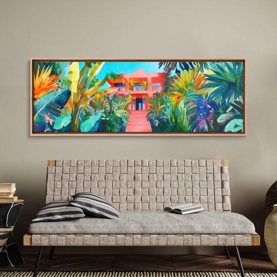 Frida Kahlos Casa Azul Wall Art Print Bold Watercolor Tropical Plants Mexican Culture