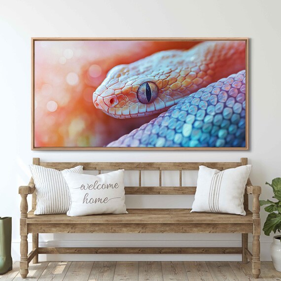 Colorful Snake Closeup Photograph Wall Art Print Gift For Animal Lover Nature Photo Gift For Him Her Ready To Hang