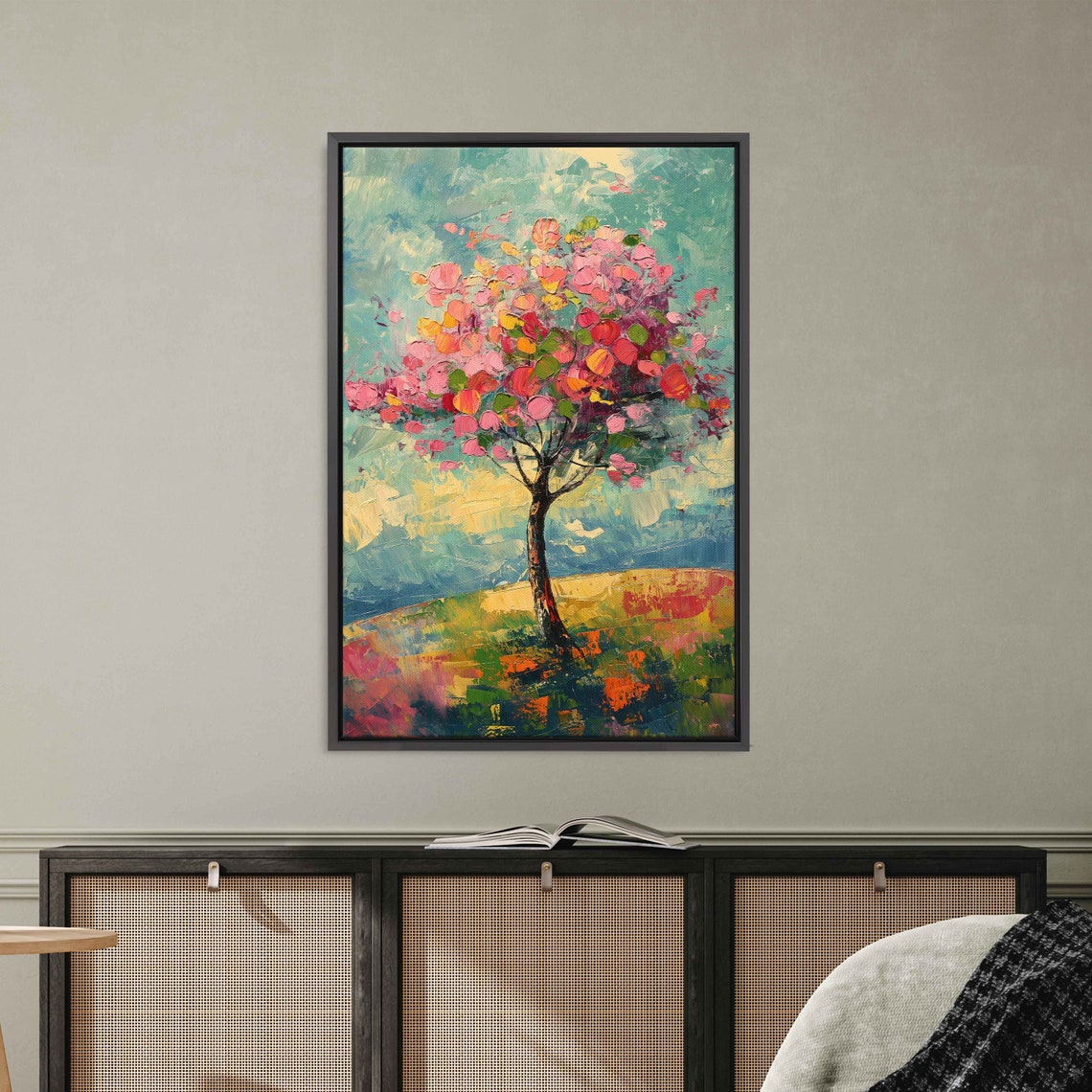 Colorful Blossoming Spring Tree Impressionist Landscape Art Print - Image 3