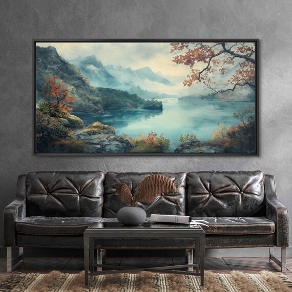 Lakes Of Killarney Wall Art Print Ethereal Watercolor Misty Cliffs Colorful Flora
