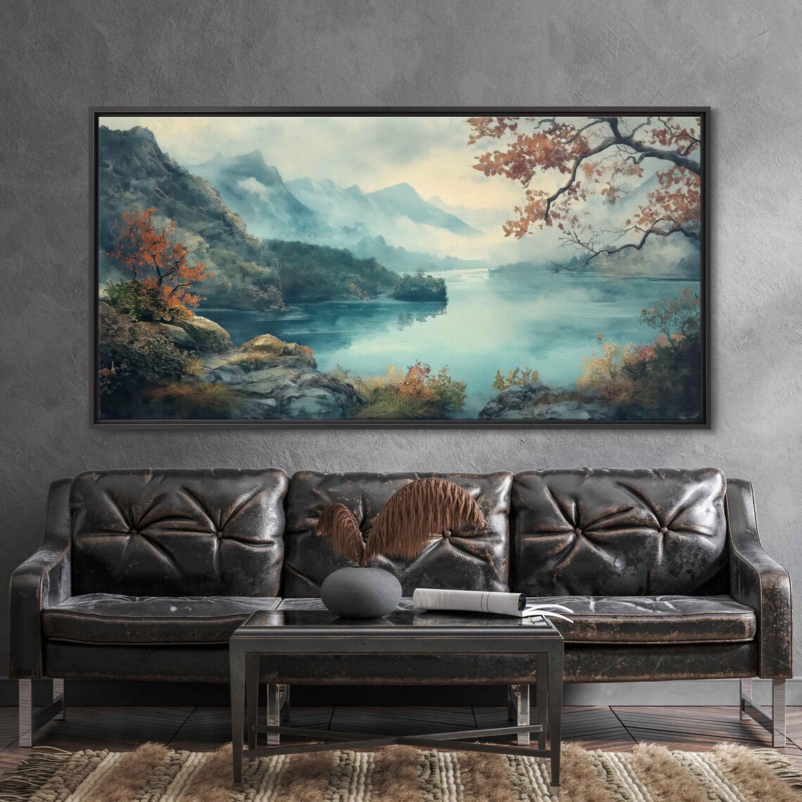 Lakes Of Killarney Wall Art Print Ethereal Watercolor Misty Cliffs Colorful Flora