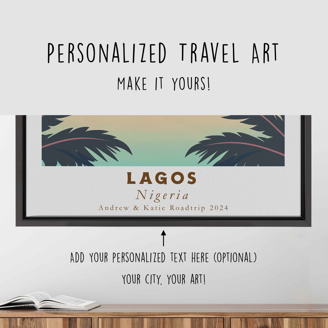 Lagos Nigeria Sunset Lagoon Skyline Palm Framed Harbor Travel Poster - Image 4