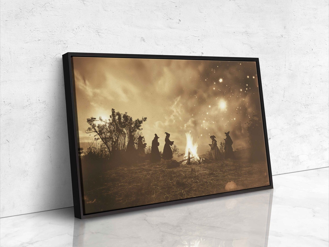 Vintage Witches Gathering Bonfire Night Ritual Spooky Coven Poster - Image 4