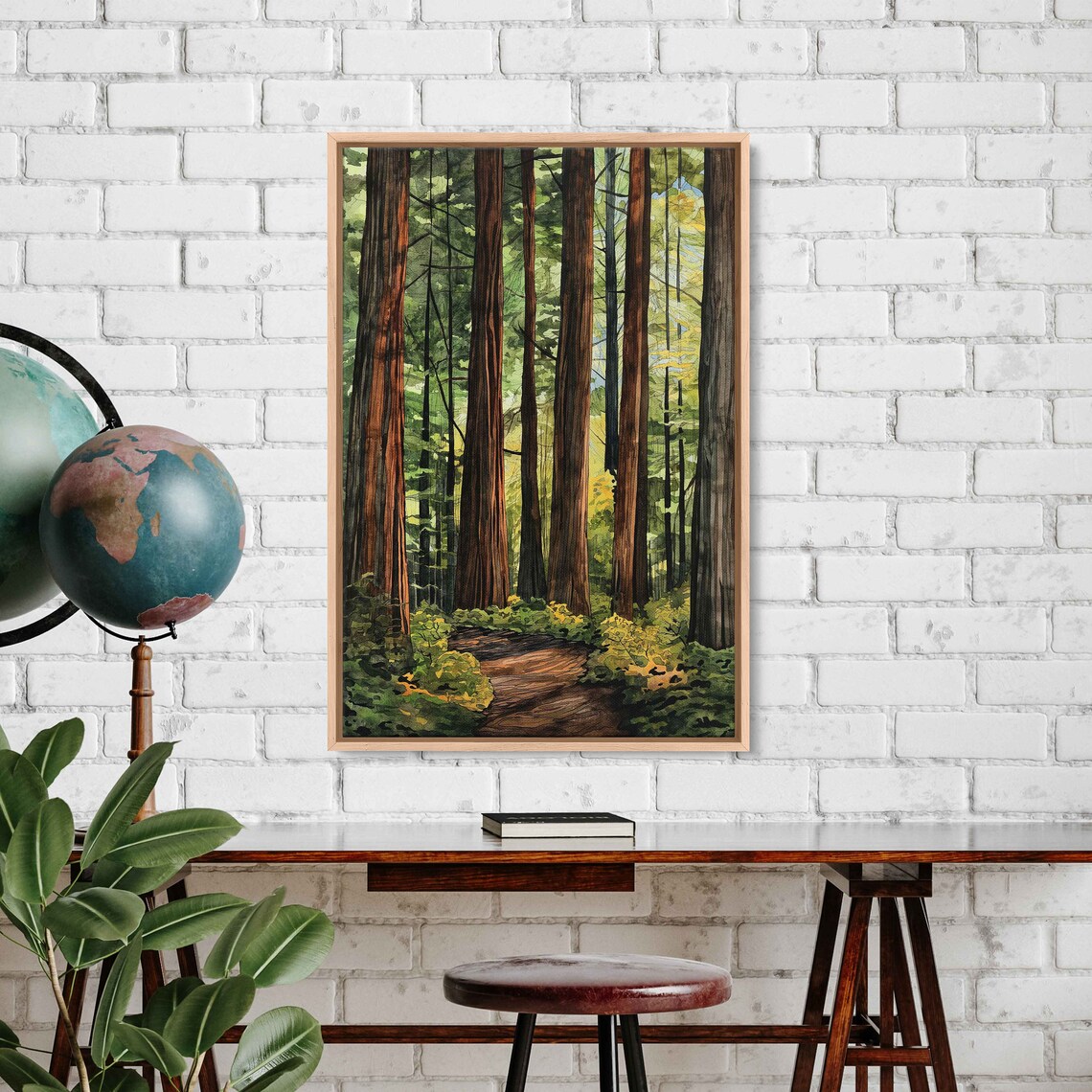 Lush Forest Path Wall Art Print Gift For Nature Lover Wooded Walkway Serene Outdoors Ready To Hang - Image 3
