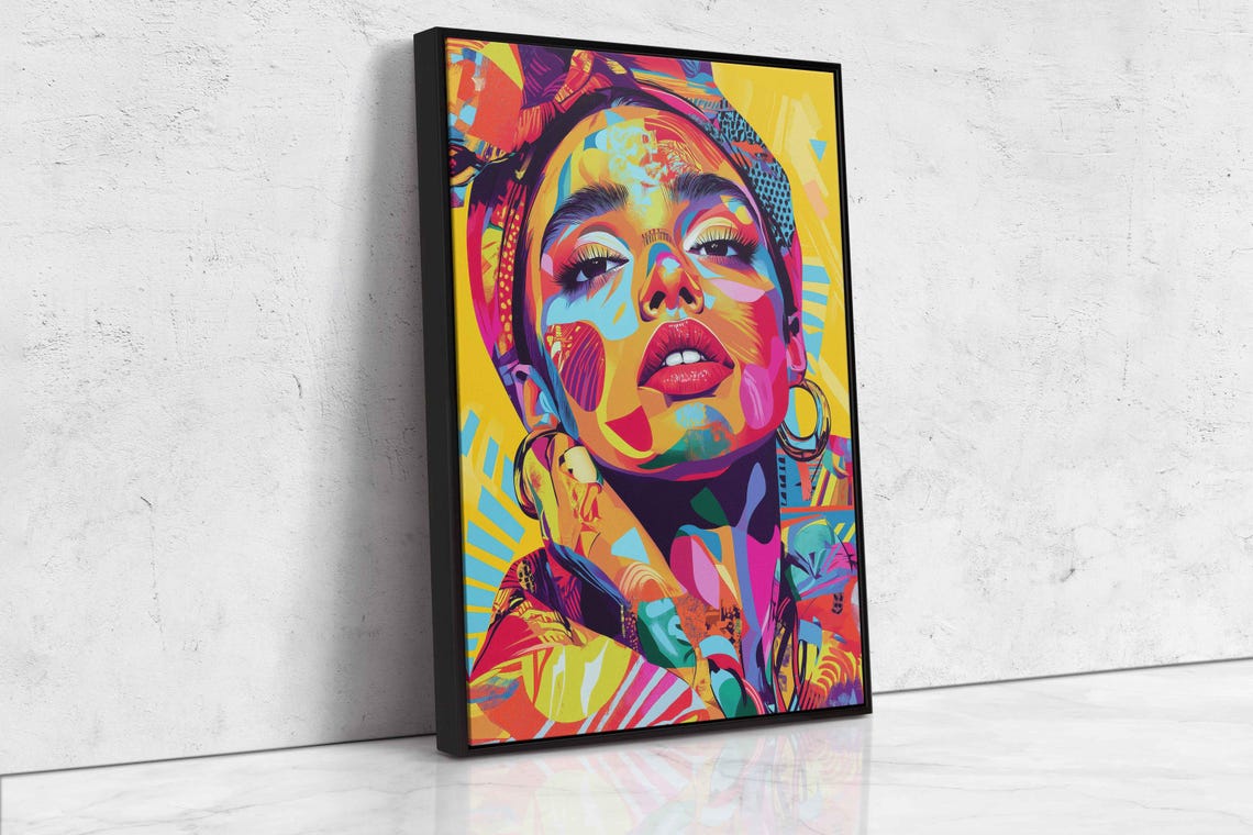 Vibrant Mosaic Portrait Of A Woman In Pop Art Style Wall Poster - Image 4