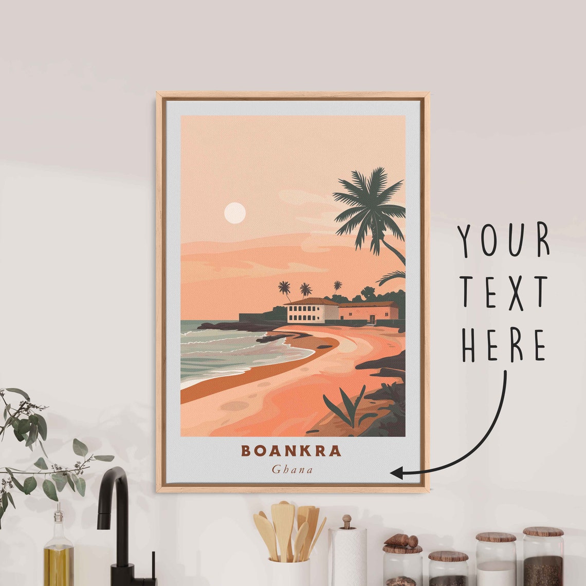Boankra Ghana Beach Sunset With Palm Trees Ocean View Poster