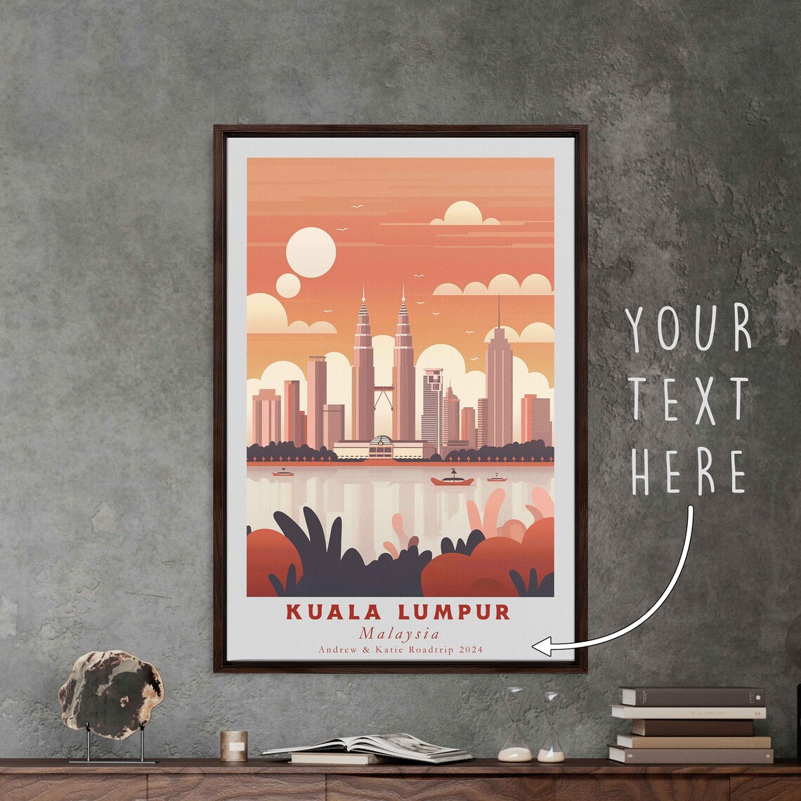 Kuala Lumpur Malaysia Petronas Towers Waterfront Sunset Travel Poster - Image 3