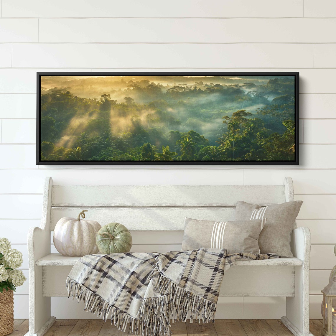 Panoramic Rainforest Canopy At Sunrise Wall Art Print Tropical Landscape Jungle Poster Rainforest Foliage Ready To Hang
