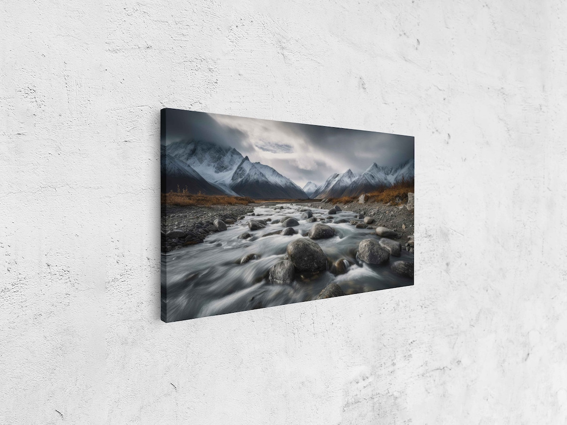 River Mountain Landscape Long Exposure Hdr Photography High Resolution Framed Print Ready To Hang - Image 4