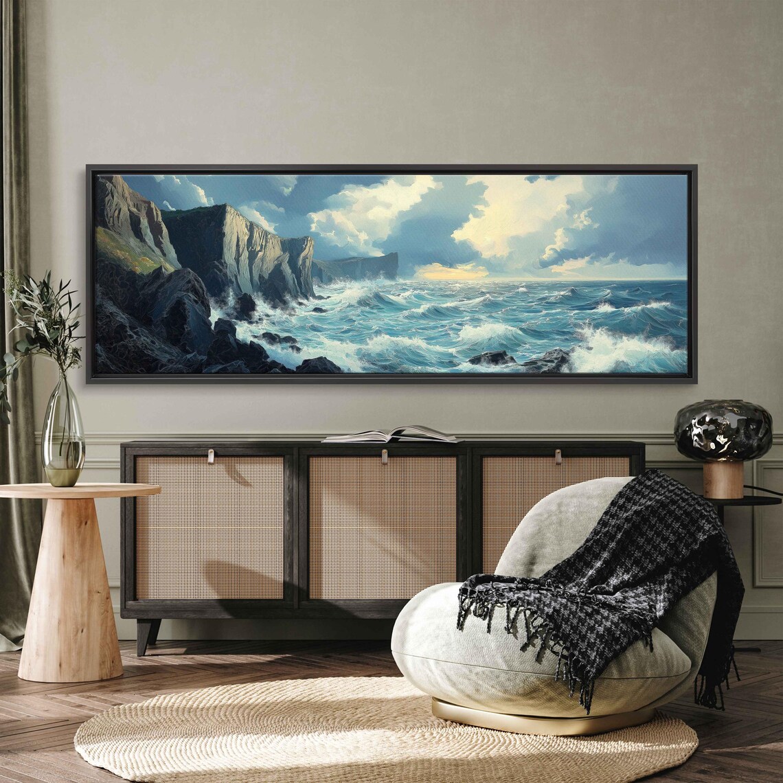 Dramatic Cliffside Overlooking Stormy Ocean
