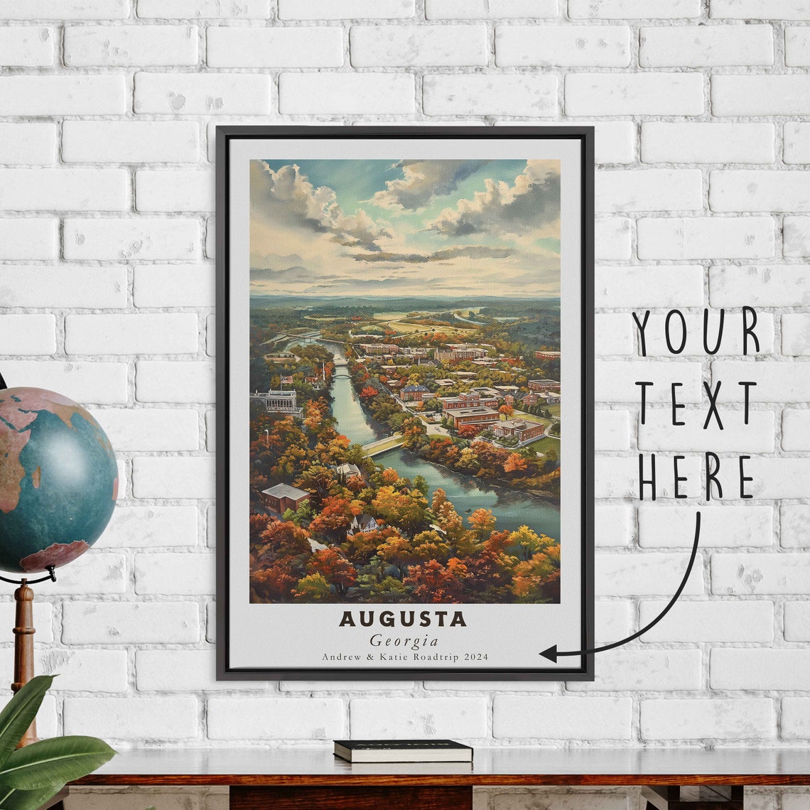 Augusta Georgia Autumn River Aerial Fall Foliage Town View Poster - Image 3