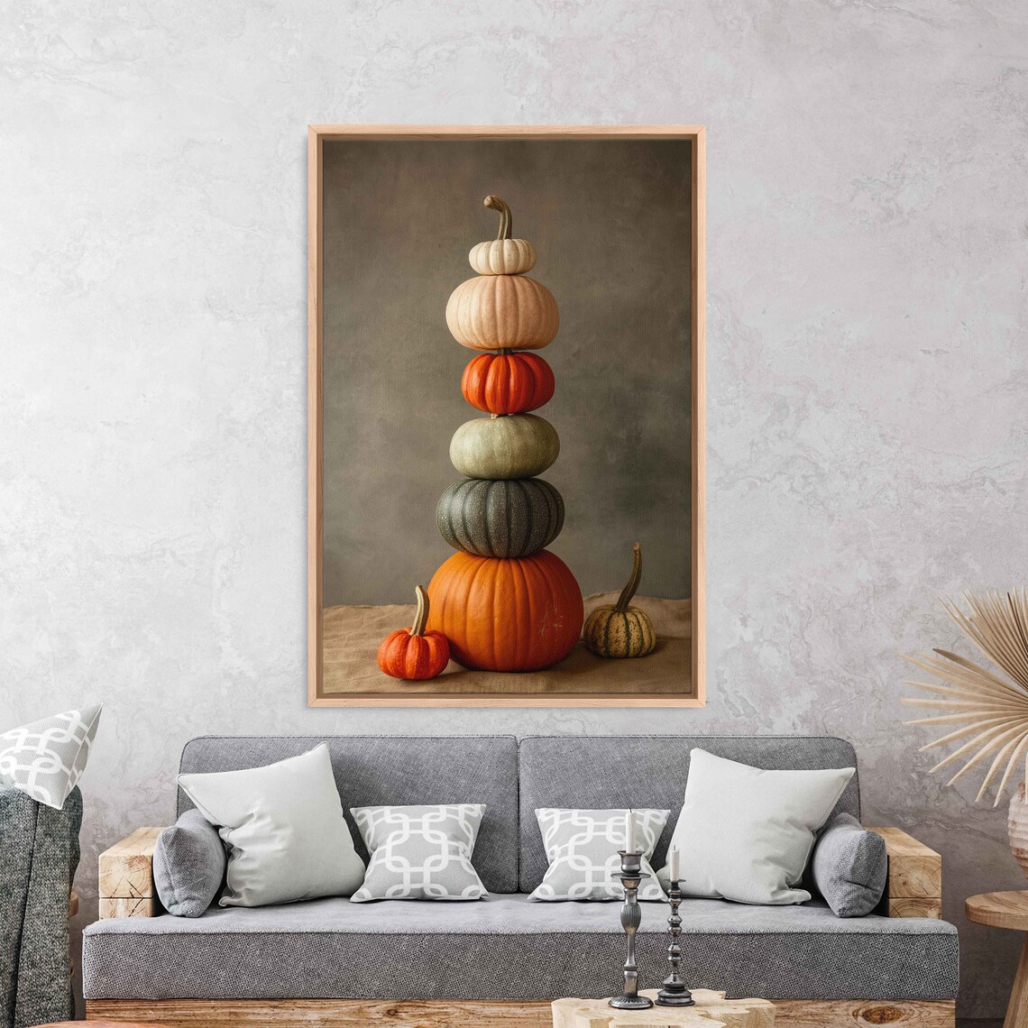Stack Of Different Sized Pumpkins, Fall Decor