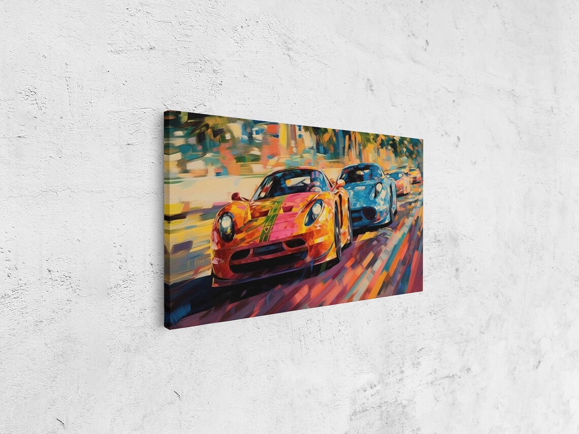 Abstract Racecars Palette-Knife Wall Art Print - Image 4