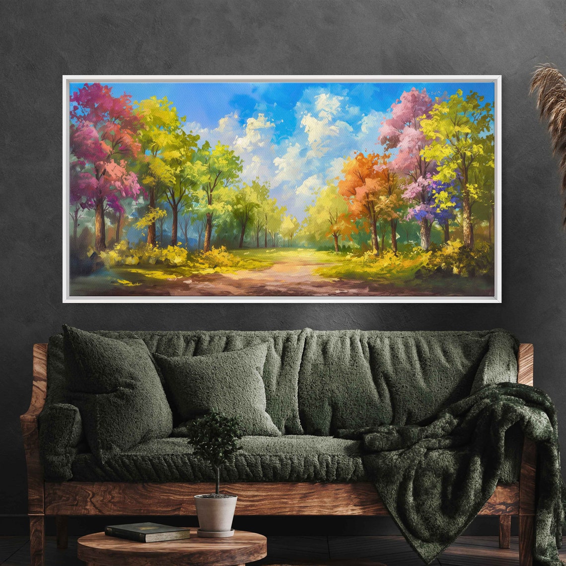 Colorful Forest Path Trees Of Every Color Bright Nature Print - Image 3
