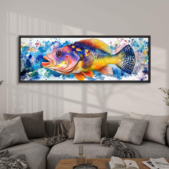 Triggerfish Watercolor Art Print, Underwater Scene