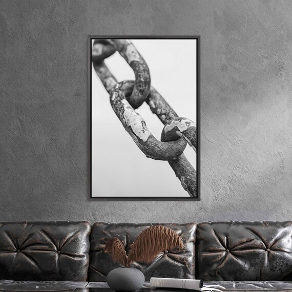 Weathered Anchor Chain Close Up In Black And White Nautical Art Poster