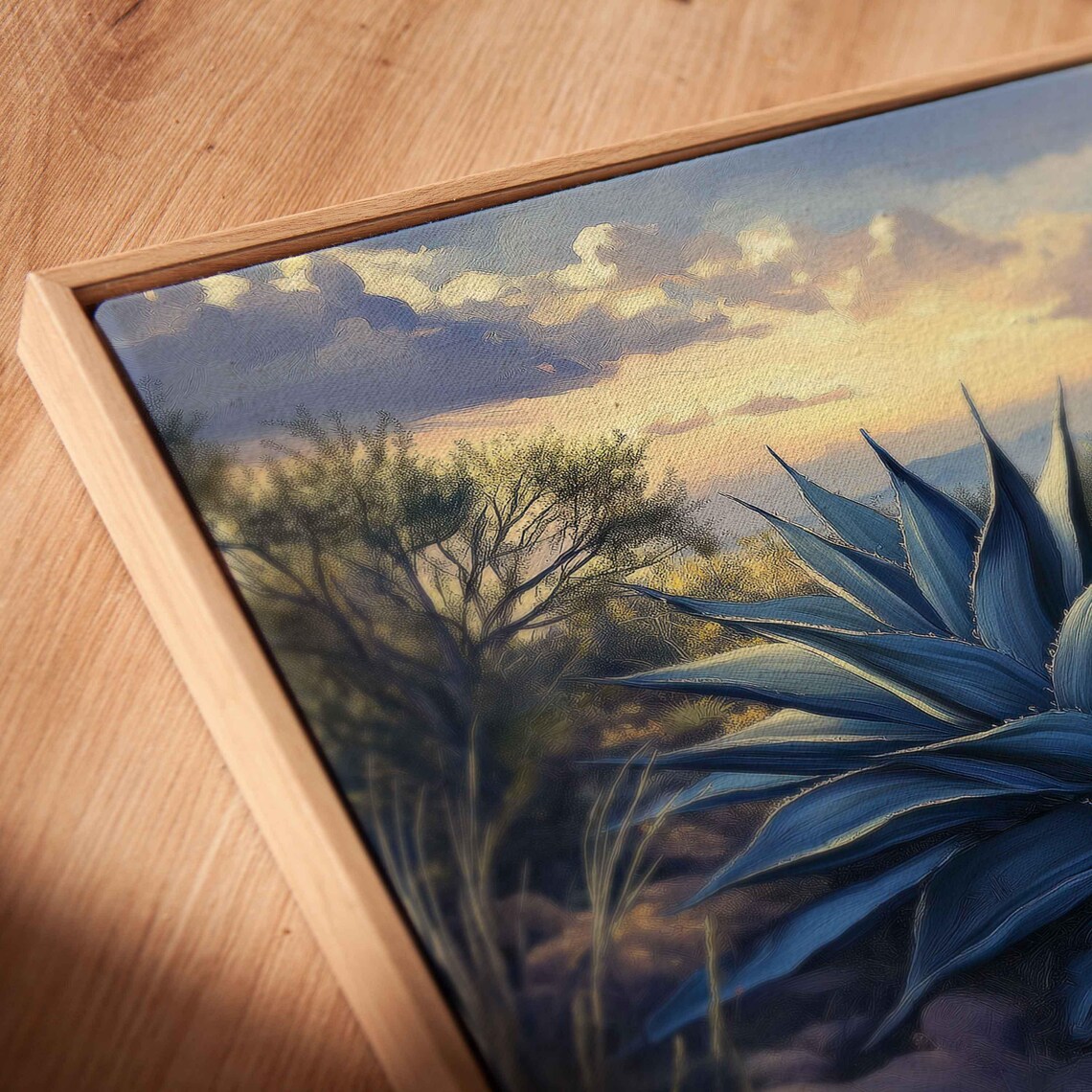 Agave Plants In Mountainous Terrain Wall Art Print Dramatic Twilight Sky - Image 2