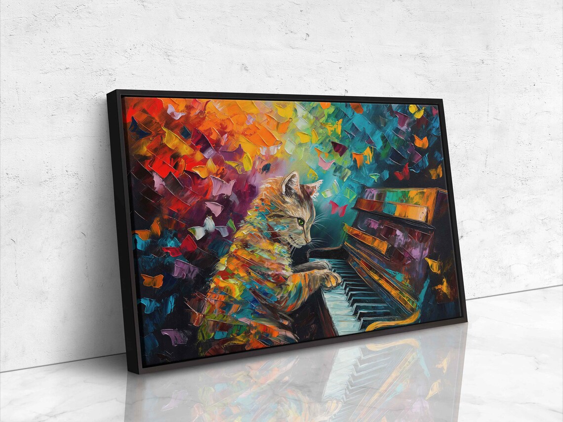 Whimsical Cat Playing Piano Art Print, Studio Decor - Image 4