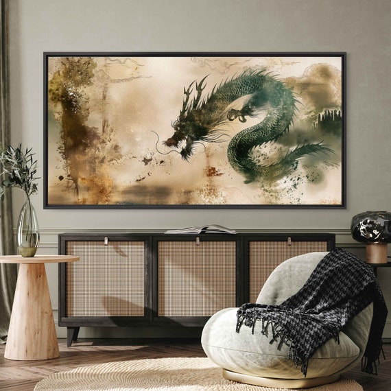 Chinese Zodiac Dragon Wall Art Print Year Of The Wood Dragon Traditional Chinese Painting Ready To Hang