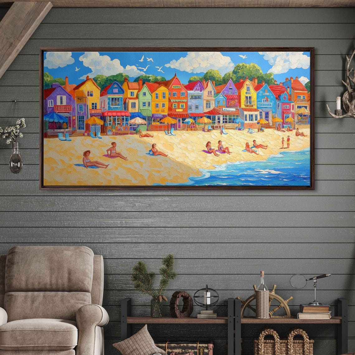 Seaside Town Wall Art Print