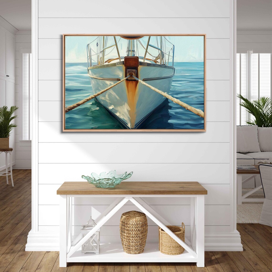 Sailboat Bow Front View Over Turquoise Ocean Waves Nautical Sailing Poster - Image 3