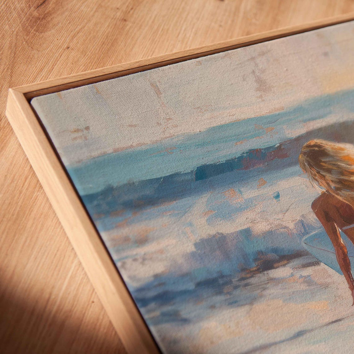 Surfer Walking Out To Surf Ocean Waves Wall Art Print Gift For Surfer Blue Water Ready To Hang - Image 2