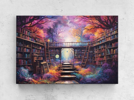 Library Fantasy Art Print, Reading Nook Decor