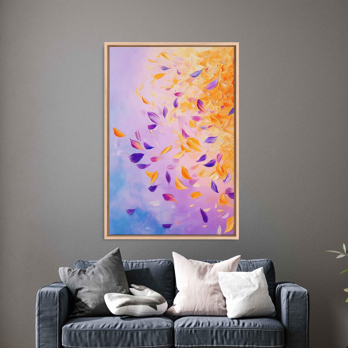 Scattering Flower Petals Orange Purple Gold Pastel Abstract Poster - Image 3