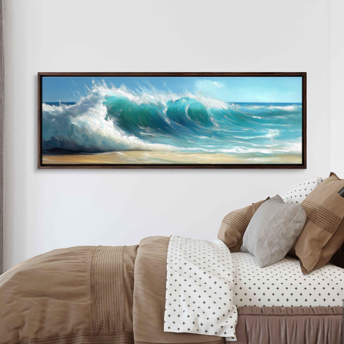 Abstract Seascape Wall Art Print Bold Turquoise Waves Ocean Painting
