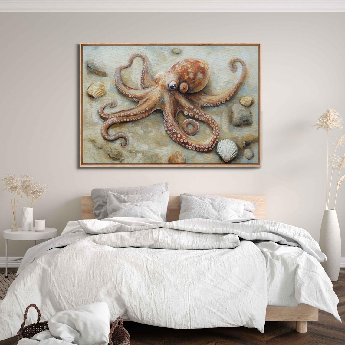 Octopus Camouflaging Art Print, Ocean Floor Sandy Tones - Image 3