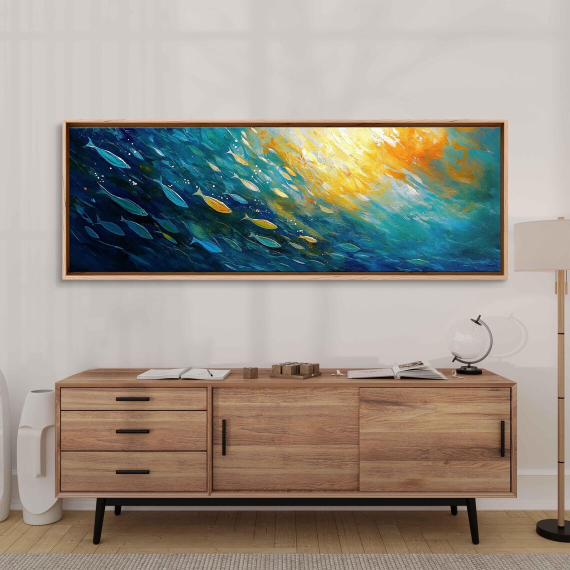 School Of Tiny Saltwater Fish Wall Art Print Watercolor Underwater Scene