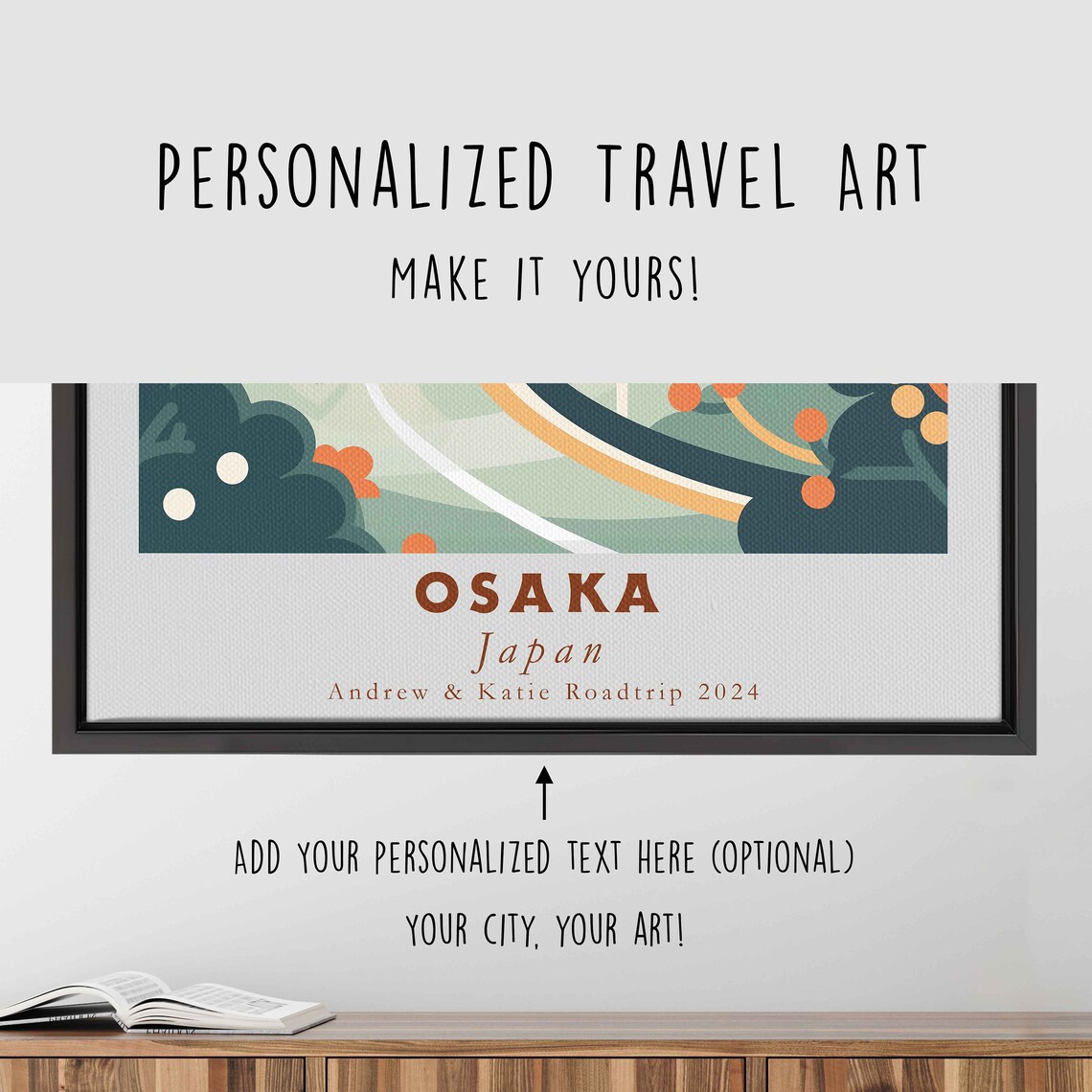 Osaka Japan Tsutenkaku Tower Retro Street Scene Travel Poster - Image 4