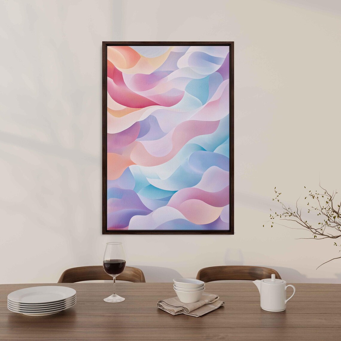 Whimsical Curves, Soft Pastel Abstract Design