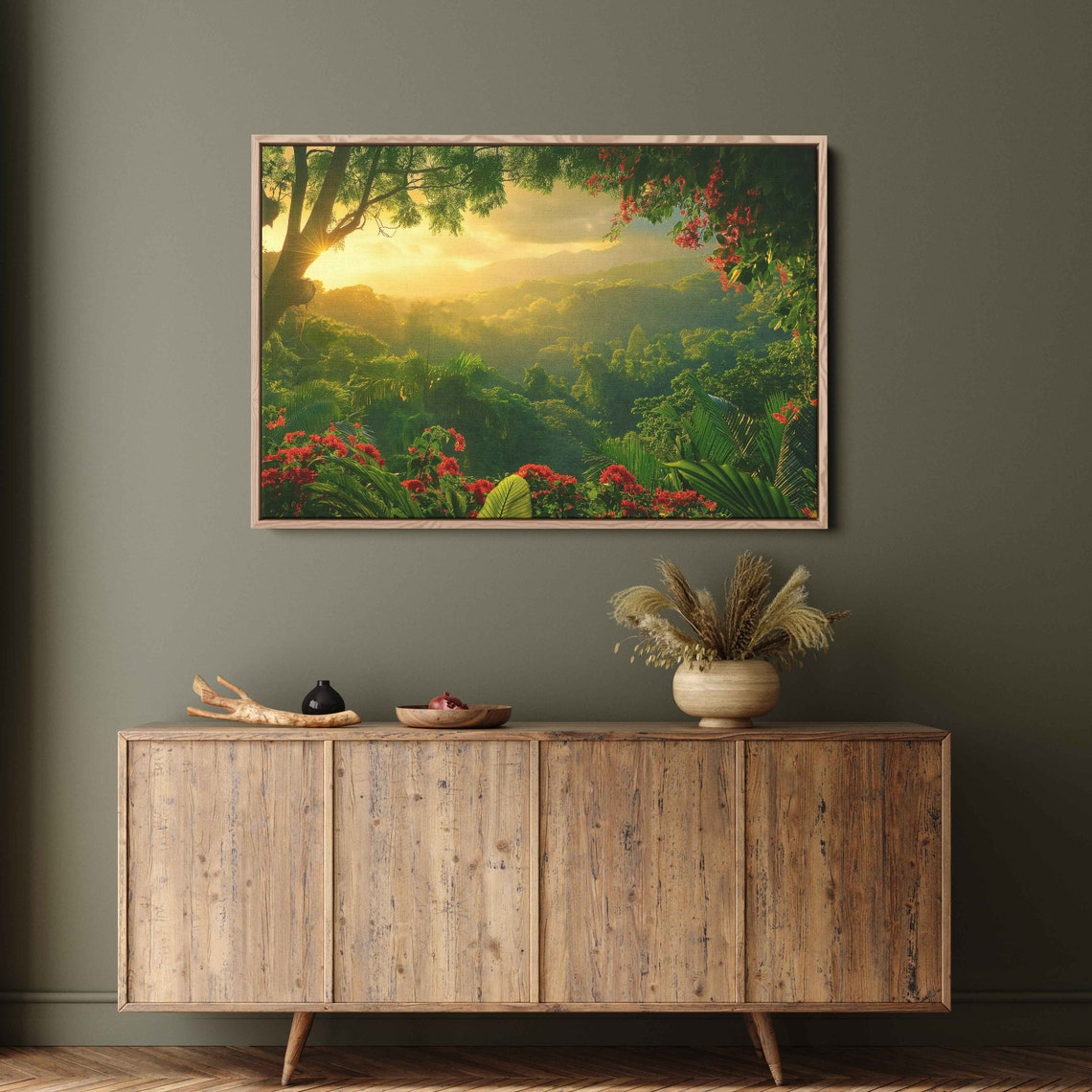 Jungle Valley Sunrise Over Misty Green Rainforest Canopy Poster