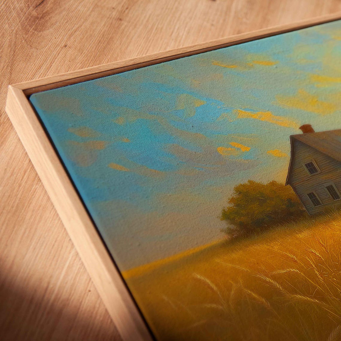 Nostalgic Farmhouse In A Golden Wheat Field Wall Art Print - Image 2